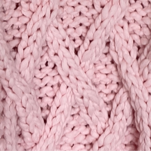 Free People x Loopy Mango Cabin Fever Pink Cable Sweater Tunic OS Merino Wool - Picture 6 of 8